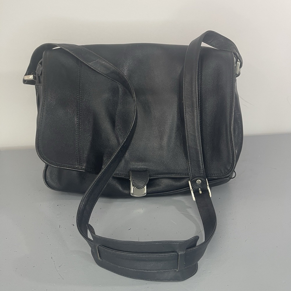 Lufthansa Flight‎ Attendant Leather Bag Dark Blue Made in Germany Rare 1990s VTG
